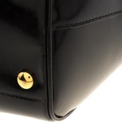 Pre Owned Versace Black Patent Leather Zip Detail Satchel