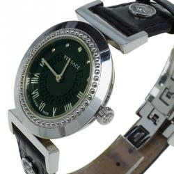 Pre Owned ساعة يد فيرساتشي فانيتي ستانلس ستيل أسود نسائي 35 مم