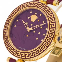 مملوكة مسبقًا ساعة يد نسائية فيرساتشي فانيتاس ستانلس ستيل مطلي ذهب بنفسجية 40مم