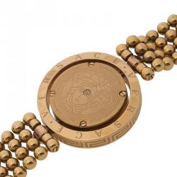 مملوكة مسبقًا ساعة يد نسائية فيرساتشي ستانلس ستيل بيضاء ذهبي وردي 33مم