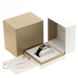 Pre Owned Versace Black Mother of Pearl Stainless Steel Reve Carre 88Q Women's Wristwatch 30MM