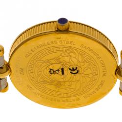 Pre Owned ساعة يد نسائية فيرساتشي VK7010013 ستانلس ستيل ذهبي بيضاء 40 مم