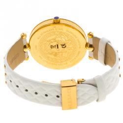 Pre Owned ساعة يد نسائية فيرساتشي VK7010013 ستانلس ستيل ذهبي بيضاء 40 مم