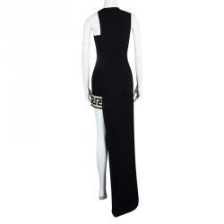 Pre Owned Versus Versace Black Cutout Leg Detail Asymmetric Sleeveless Maxi Dress S
