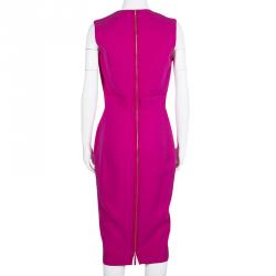 Pre Owned Victoria Beckham Pink Plunge Neck Zip Detail Sleeveless Dress M