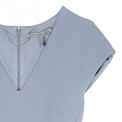 Pre Owned Victoria Beckham Dove Grey V-Neck Cap Sleeve Fitted Dress S