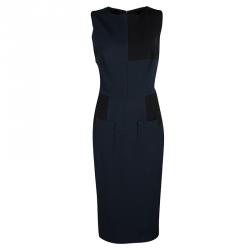 Pre Owned Victoria Beckham Colorblock Dense Rib Jersey Sleeveless Fitted Dress L