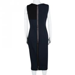 Pre Owned Victoria Beckham Colorblock Dense Rib Jersey Sleeveless Fitted Dress L