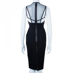 Pre Owned Victoria Beckham Black Mesh Body-Con Dress S