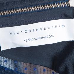 Pre Owned Victoria Beckham Navy Blue Lace Insert Bodycon Dress S