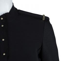 Pre Owned Victoria Beckham Black Mandarin Collar Zip Detail Long Sleeve Dress M