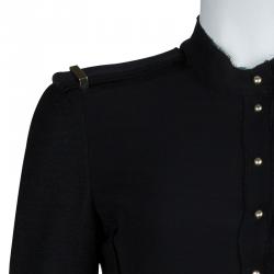 Pre Owned Victoria Beckham Black Mandarin Collar Zip Detail Long Sleeve Dress M