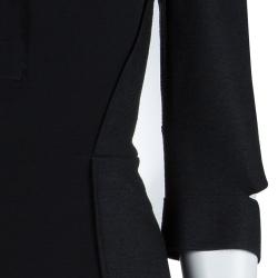 Pre Owned Victoria Beckham Black Mandarin Collar Zip Detail Long Sleeve Dress M