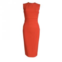 Pre Owned Victoria Beckham Red Sleeveless Paneled Dress S