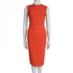 Pre Owned Victoria Beckham Red Sleeveless Paneled Dress S