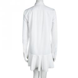 Pre Owned Victoria Beckham White Ruffle Bottom Shirt Dress M