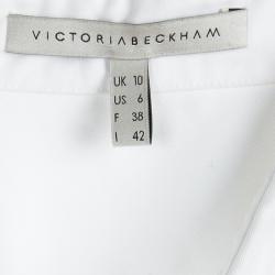 Pre Owned Victoria Beckham White Ruffle Bottom Shirt Dress M