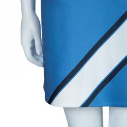 Pre Owned Victoria Victoria Beckham White and Blue Short Sleeve Dress S