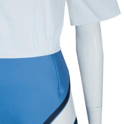 Pre Owned Victoria Victoria Beckham White and Blue Short Sleeve Dress S