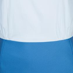 Pre Owned Victoria Victoria Beckham White and Blue Short Sleeve Dress S