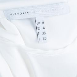 Pre Owned Victoria Victoria Beckham White and Blue Short Sleeve Dress S