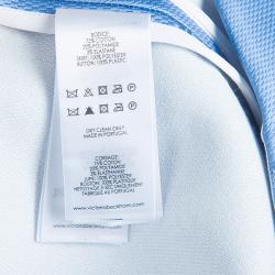 Pre Owned Victoria Victoria Beckham White and Blue Short Sleeve Dress S