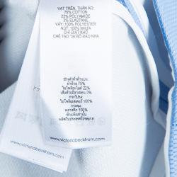 Pre Owned Victoria Victoria Beckham White and Blue Short Sleeve Dress S