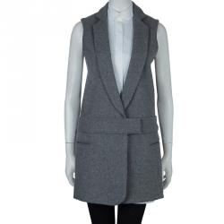 Pre Owned Victoria Victoria Beckham Grey Wool Double Layer Sleeveless Coat S