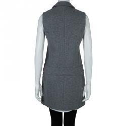 Pre Owned Victoria Victoria Beckham Grey Wool Double Layer Sleeveless Coat S