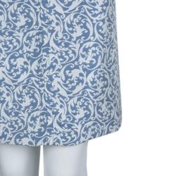 Pre Owned Victoria Victoria Beckham Blue and White Brocade Sleeveless Shift Dress L