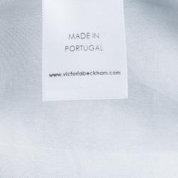Pre Owned Victoria Victoria Beckham Blue and White Brocade Sleeveless Shift Dress L