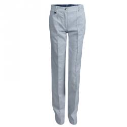 Viktor and Rolf Blue Striped Cotton Wide Leg Trousers S