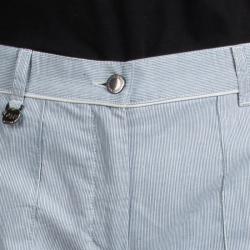 Viktor and Rolf Blue Striped Cotton Wide Leg Trousers S