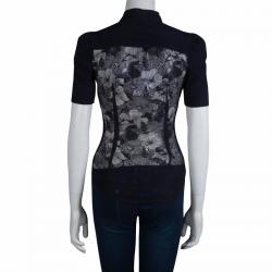 Viktor & Rolf Navy Blue Short Sleeve Sheer Lace Shirt S