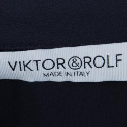 Viktor & Rolf Navy Blue Short Sleeve Sheer Lace Shirt S