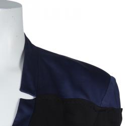 Viktor & Rolf Black Knit Contrast Power Shoulder Overlap Dress M