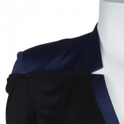 Viktor & Rolf Black Knit Contrast Power Shoulder Overlap Dress M