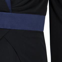 Viktor & Rolf Black Knit Contrast Power Shoulder Overlap Dress M
