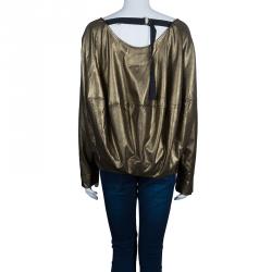 Vivienne Westwood Anglomania Gold Metallic Long Sleeve Top S