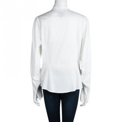 Pre Owned Vivienne Westwood Anglomania White Cotton Tie Collar Bib Blouse L