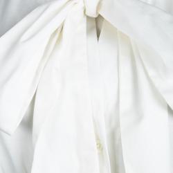 Pre Owned Vivienne Westwood Anglomania White Cotton Tie Collar Bib Blouse L