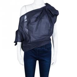 Vivienne Westwood Red Label Blue Draped Asymmetric Off Shoulder Top M