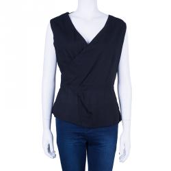 Pre Owned Vivienne Westwood Anglomania Black Crepe Peplum Top L