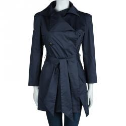 Vivienne Westwood Anglomania  Navy Blue Cotton Belted Trench Coat S