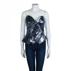 Vivienne Westwood Red Label Multicolor Sequin Embellished Draped Strapless Corset Top S