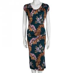 Pre Owned Vivienne Westwood Anglomania Multicolor Floral Printed Drape Detail Dress XS