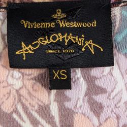 Pre Owned Vivienne Westwood Anglomania Multicolor Floral Printed Drape Detail Dress XS