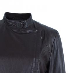 Pre Owned Weekend Max Mara Brown Leather Biker Jacket M