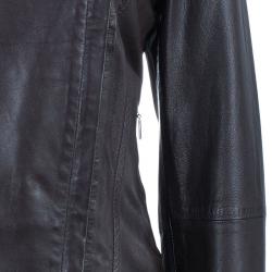 Pre Owned Weekend Max Mara Brown Leather Biker Jacket M