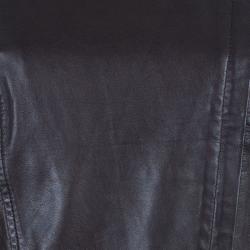 Pre Owned Weekend Max Mara Brown Leather Biker Jacket M